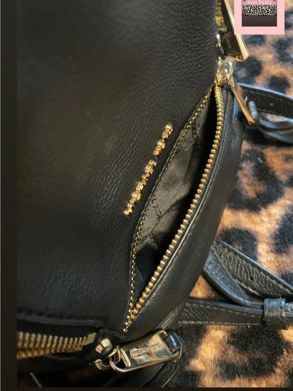 Michael Kors Black Pebbled Leather Mini Backpack with Gold Hardware